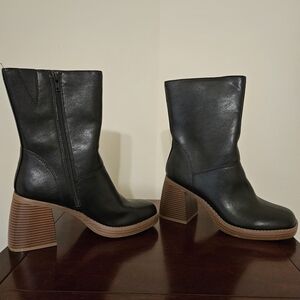 Sun + Stone Black Heeled Boots Size 8